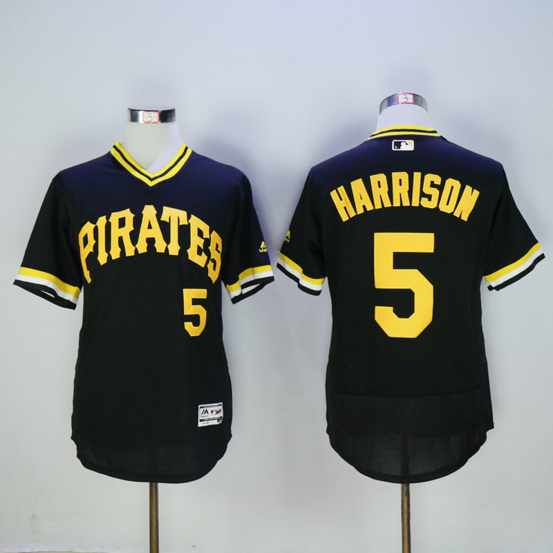 Men Pittsburgh Pirates 5 Harrison Black Elite MLB Jerseys